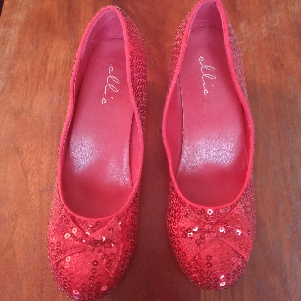 Red sequin costume dance shoes